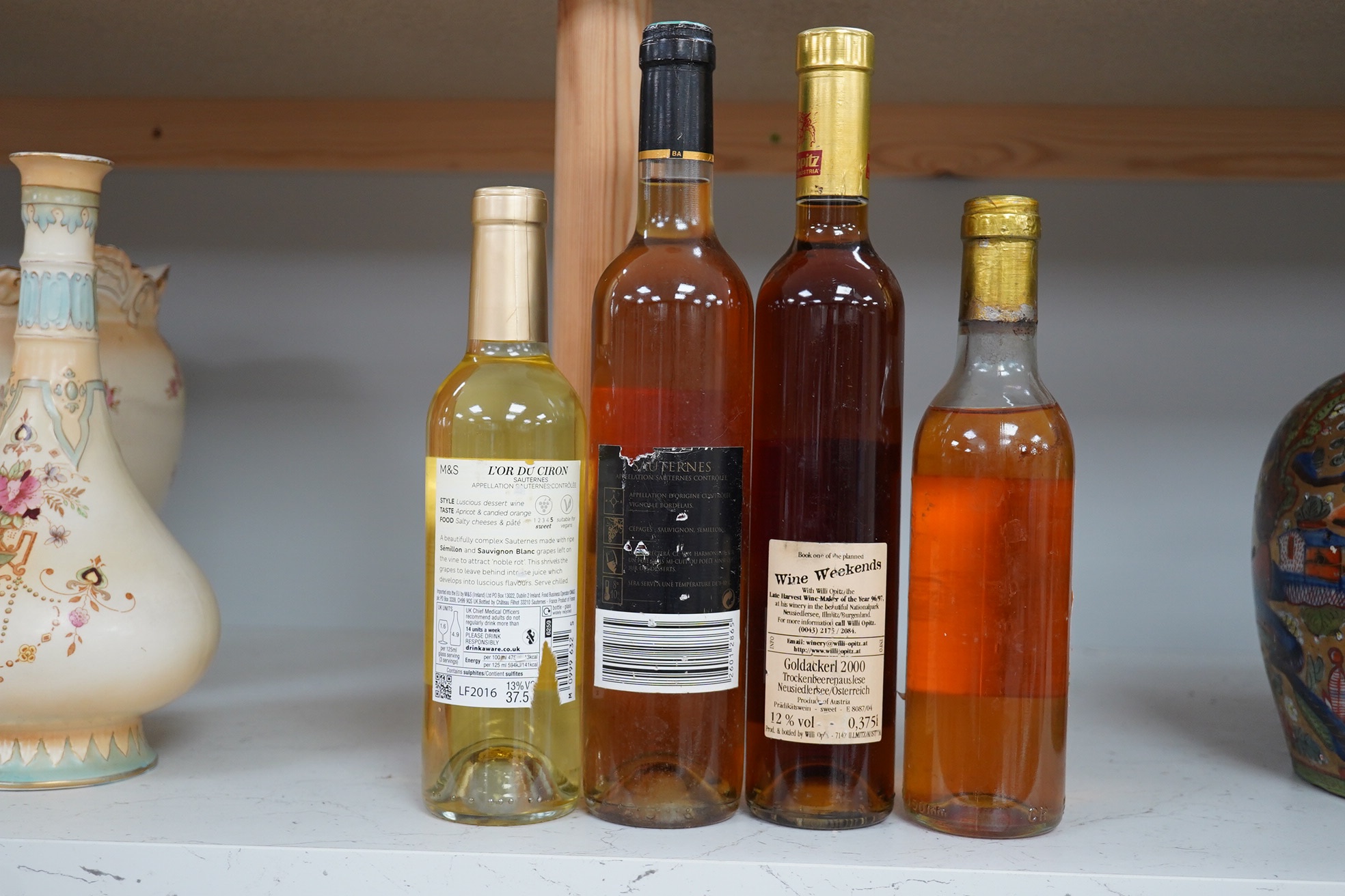 Four half bottles of Sauternes/dessert wine; Chateau Filhot 1981, L'or du Ciron 2016, Chateau La Cote & Goldackerl 2000